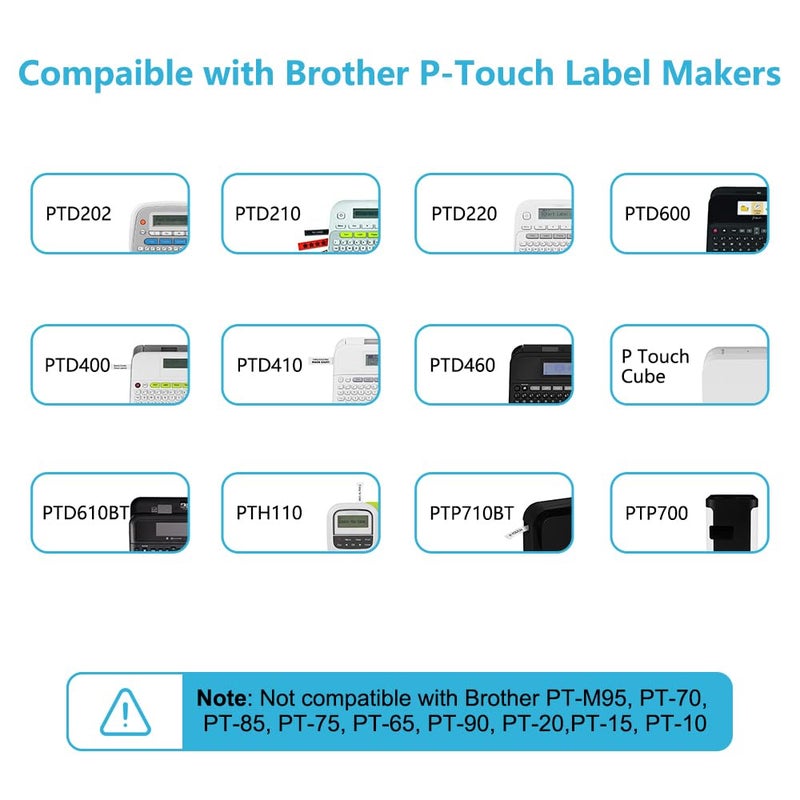 Hehua 6 Pack Tze Tz Tape 9mm 0.35 Laminated White Compatible for Brother TZe-221 TZe221 P Touch Label Maker Tape for Ptouch PT-D210 D200 D220 H110 H111 D400 D600 PT1290  Black on White - Image 2